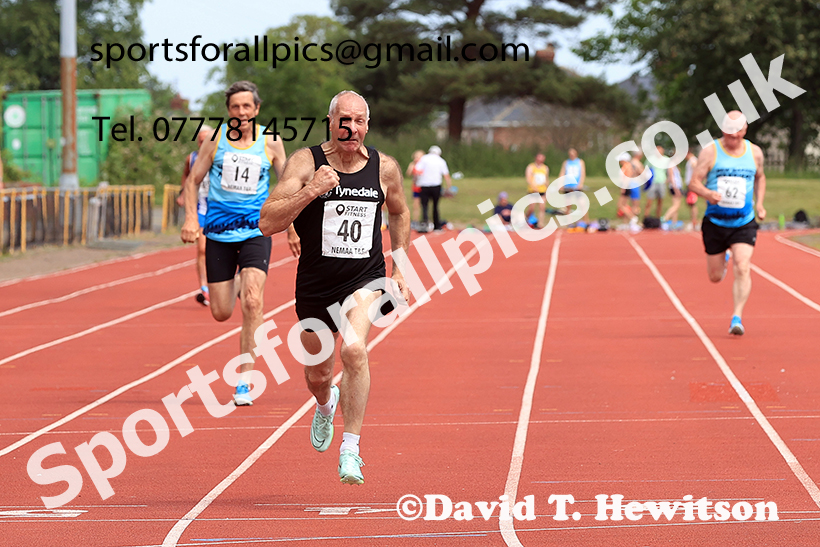 100 metres, 2025 NEMAA Track and Field, Monkton. Photo: David T. Hewitson/Sports for All Pics